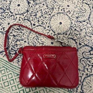 Coach Poppy Quilted Patent Leather Wristlet